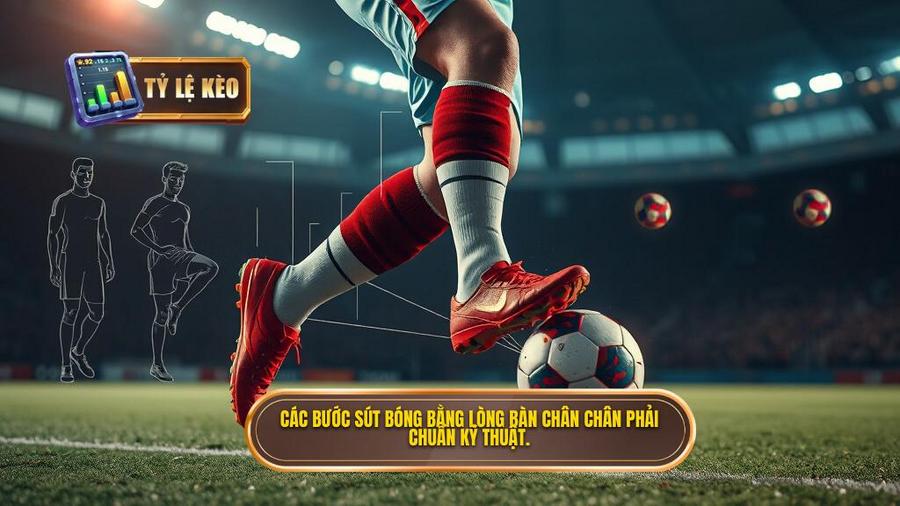 Phân tích chi tiết các bước thực hiện kỹ thuật sút bóng bằng lòng bàn chân phải